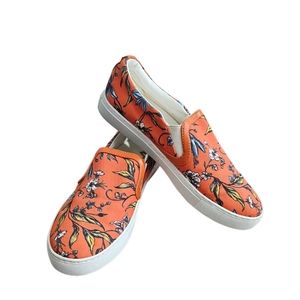 Sam Edelman Floral Print Slip on Sneakers size 6.5M Orange floral
